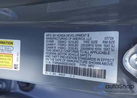2025 Honda Cr-V Hybrid Sport Touring из США, поврежденный, VIN 7FARS6H90SE020426
